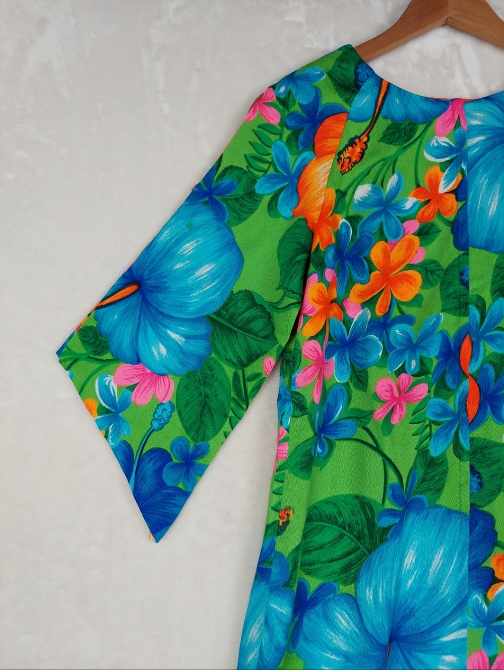 VTG 60/70s Pake Mu'u Maxi Dress POMARE M/L Neon Festival Boho Hippie Psychedelic - Picture 7 of 13